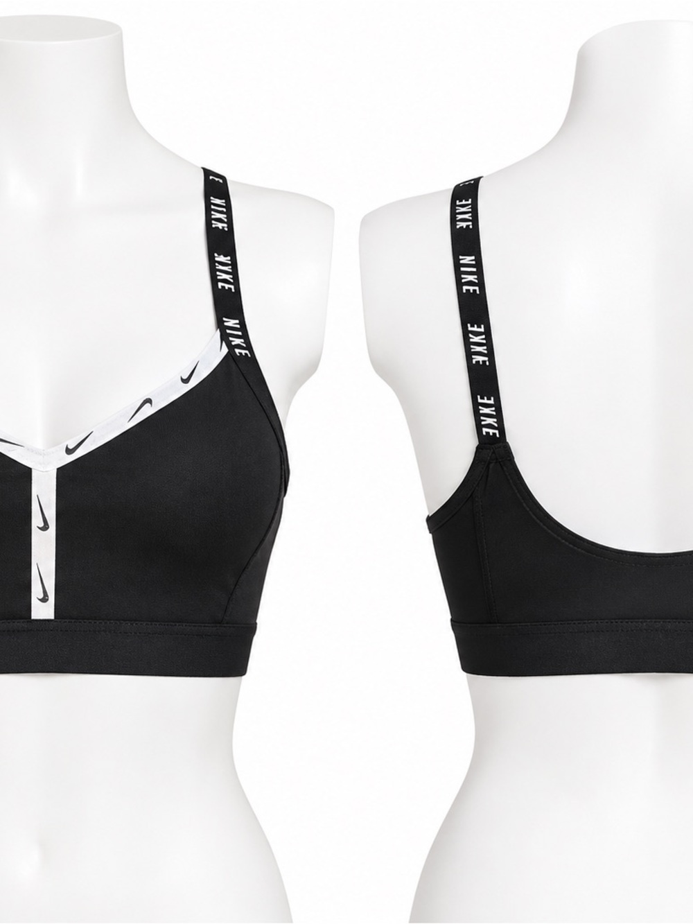 Nike Black Sports Bralette with White Logo Trim